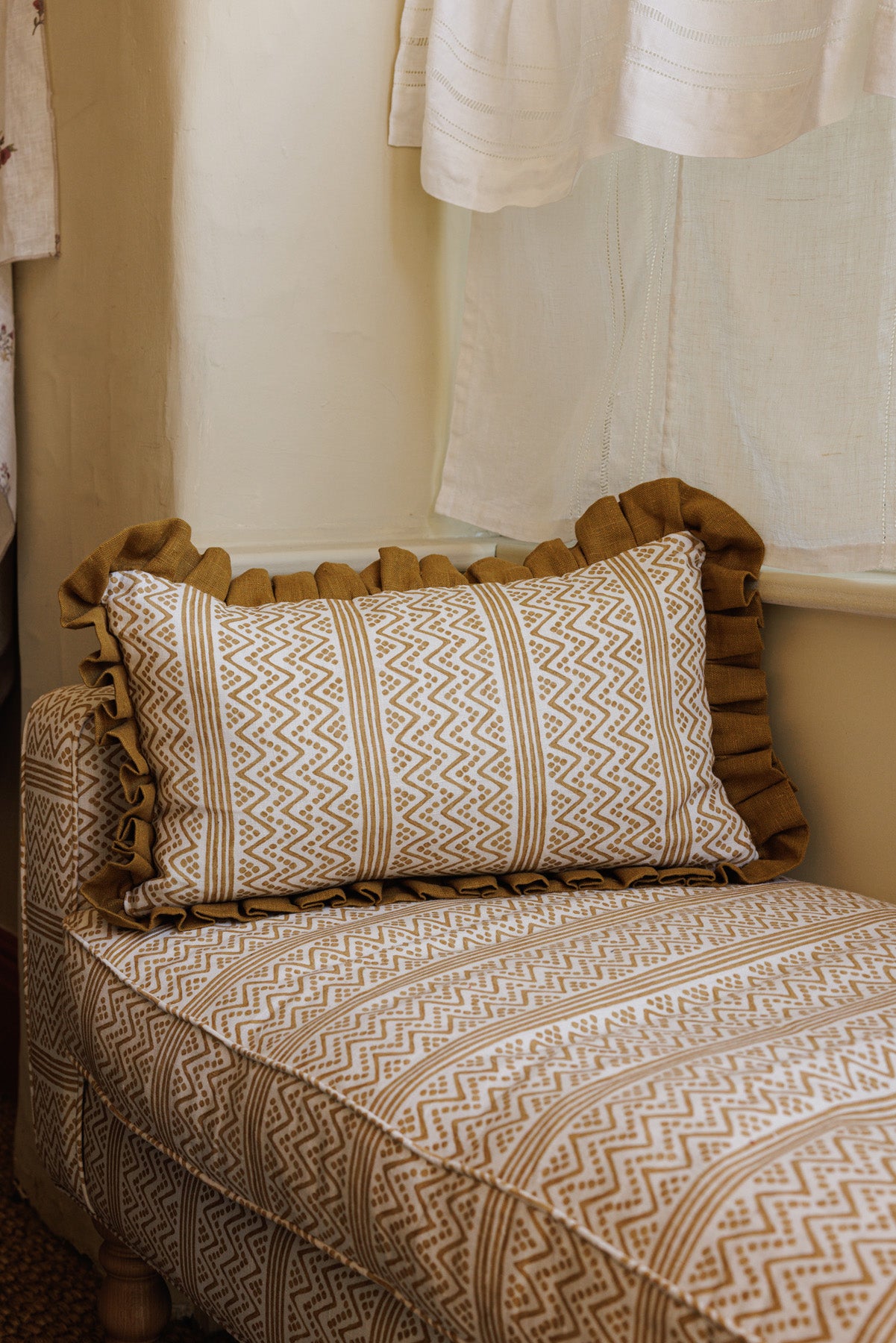 Scherezade Dual Use Printed Linen Washed Gold/Oyster