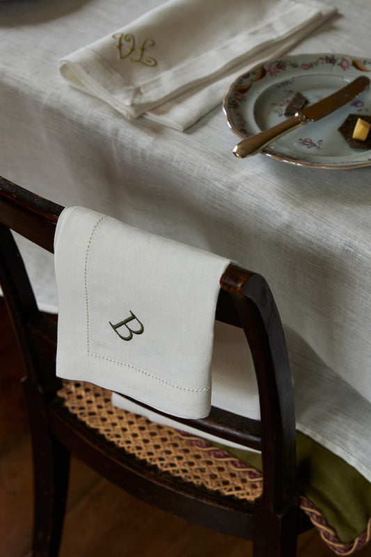 Large Napkin Hemstitch Ivory White