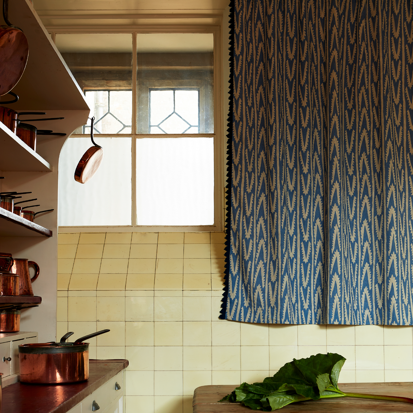 Shashka Dual Use Printed Linen Cornflower Blue/Natural