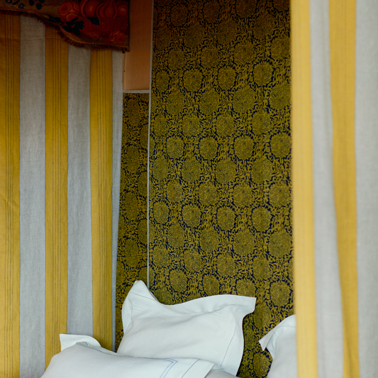 Broad Stripe Linen (Horizontal stripes) Chinese Yellow/Natural