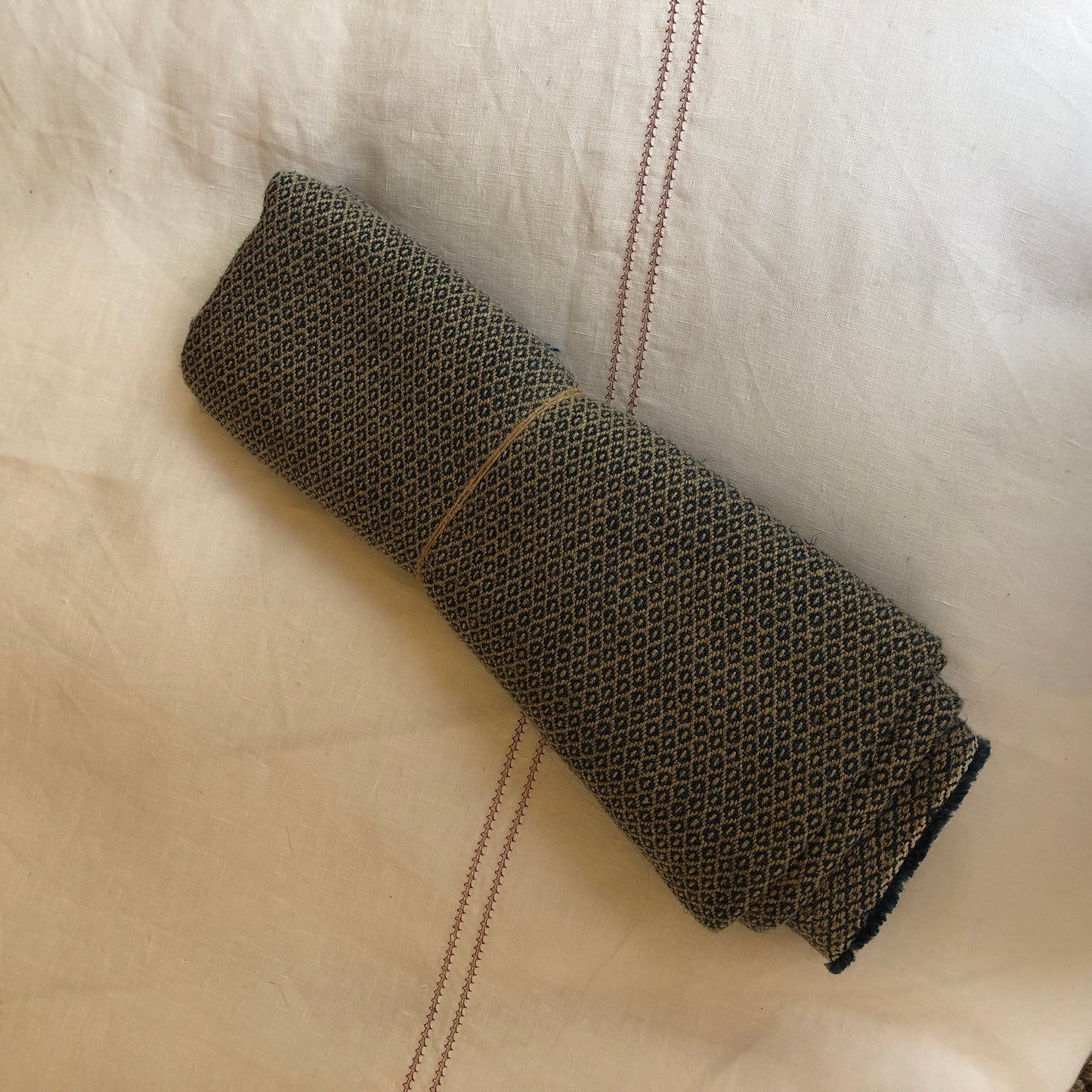 Off Cut - Mid Weight Petite Weave Linen (Archive Development Sample) - Blue/Natural