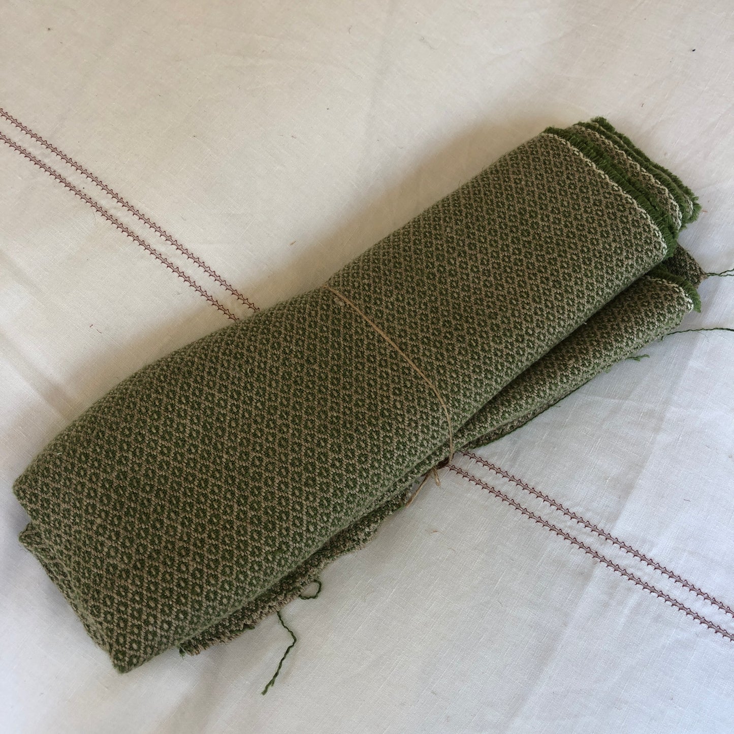 Off Cut - Mid Weight Petite Weave Linen (Archive Development Sample) Green/Natural