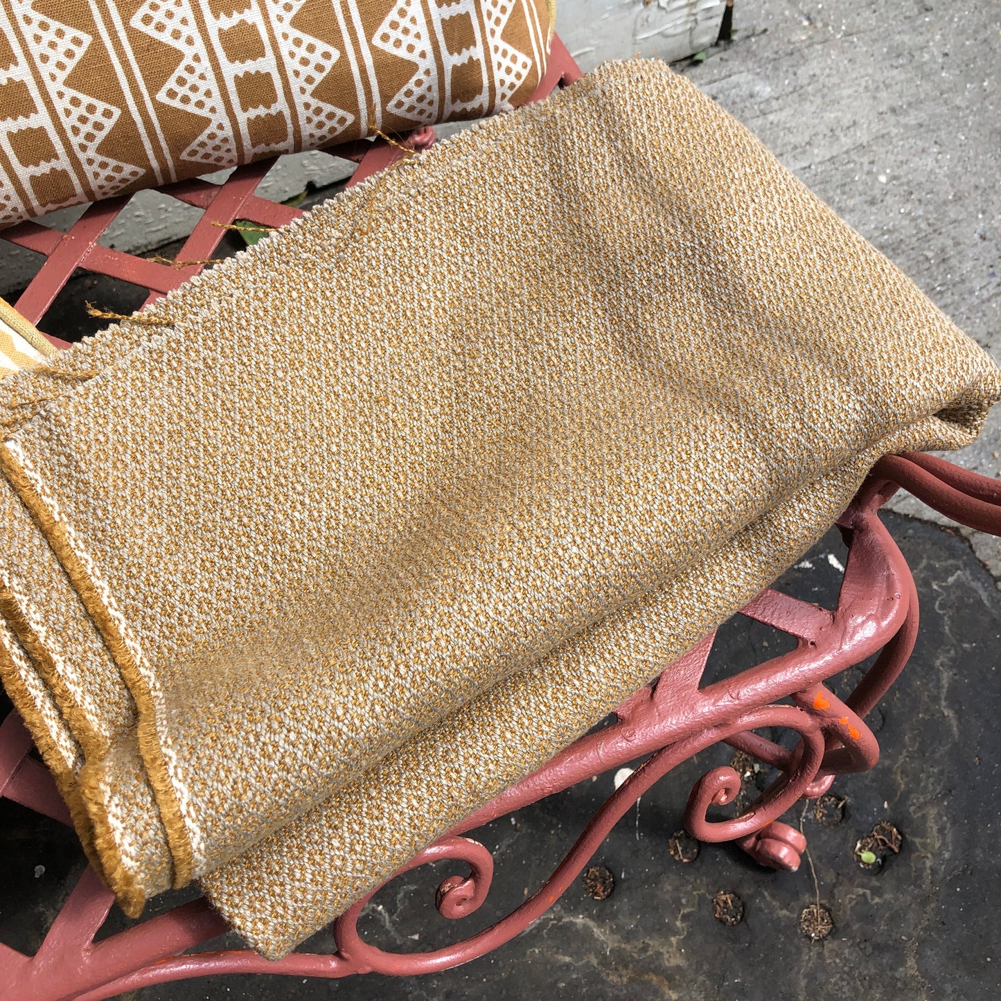 Off Cut - Mid Weight Petite Weave Linen (Archive Development Sample) Ochre/Natural