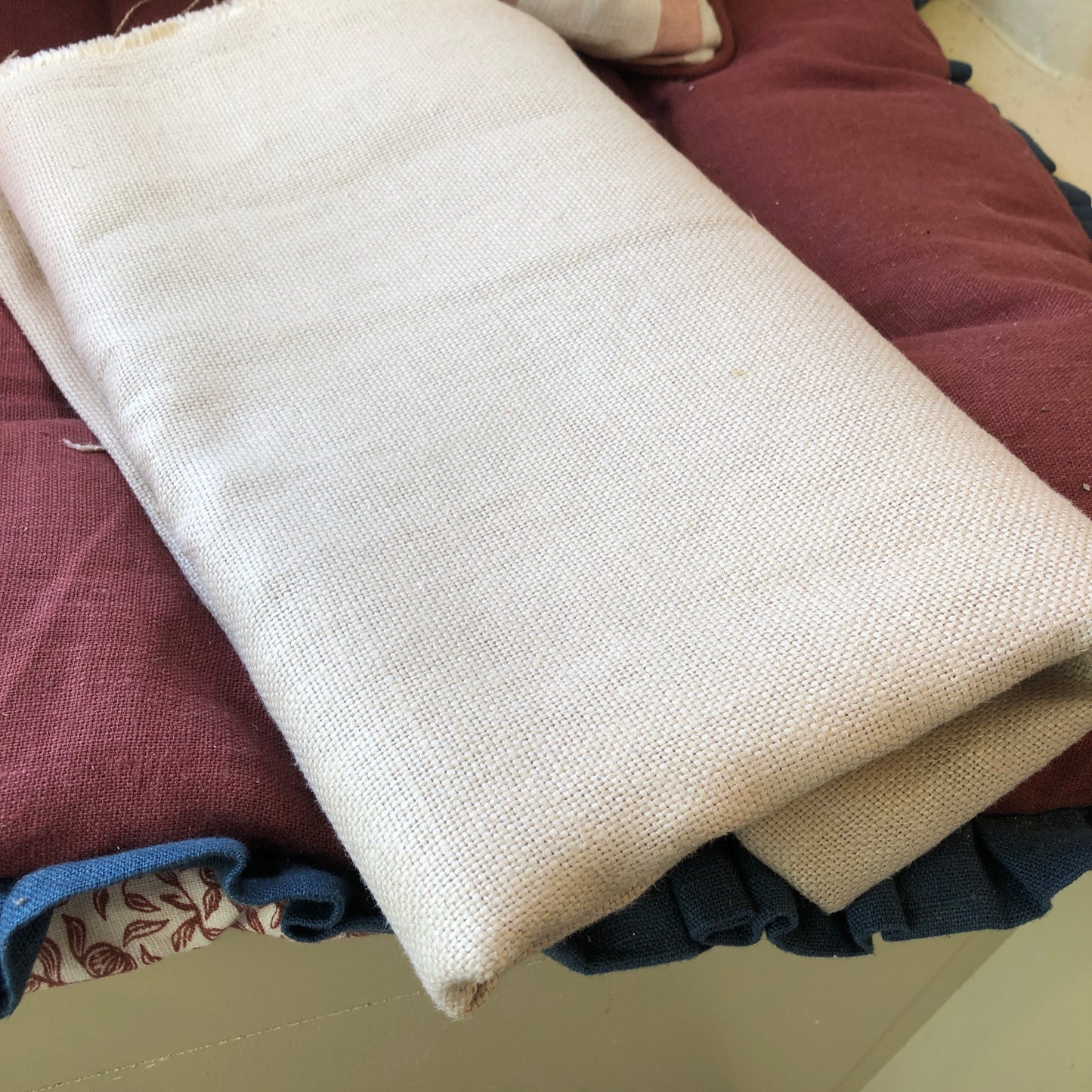 Off Cut - Mid Weight Plain Linen Development Sample 2026 Beige Ex Display Wing With Fabric Eyelet