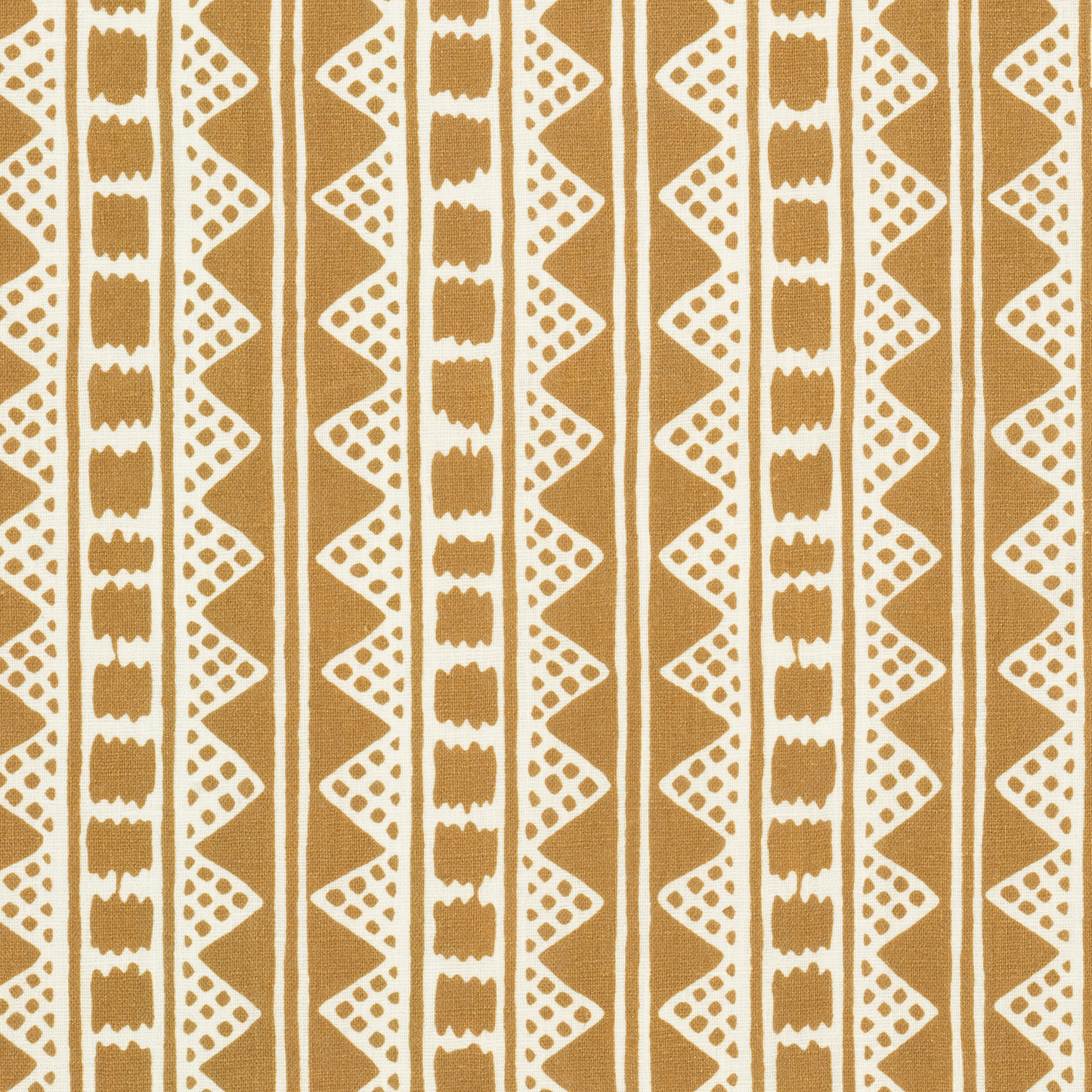 Paper-Backed Kitezh Printed Linen Wallcovering in Old Gold/Oyster