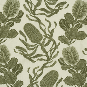 Paper-Backed Cape Botanical Printed Linen Wallcovering Botanical Green/Oyster