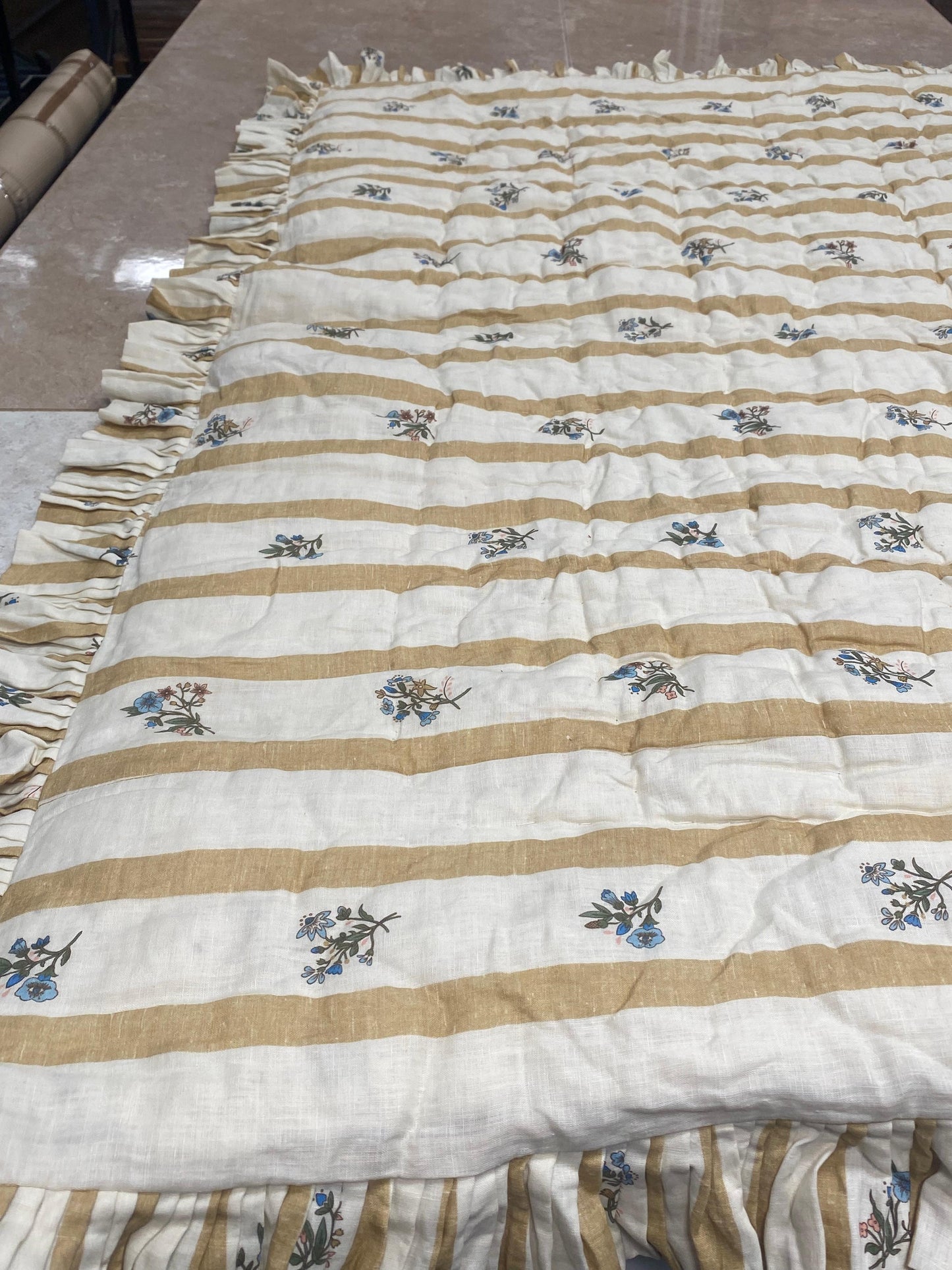 Sample Eiderdown Flax & Field Flower Posy Stripe Ochre
