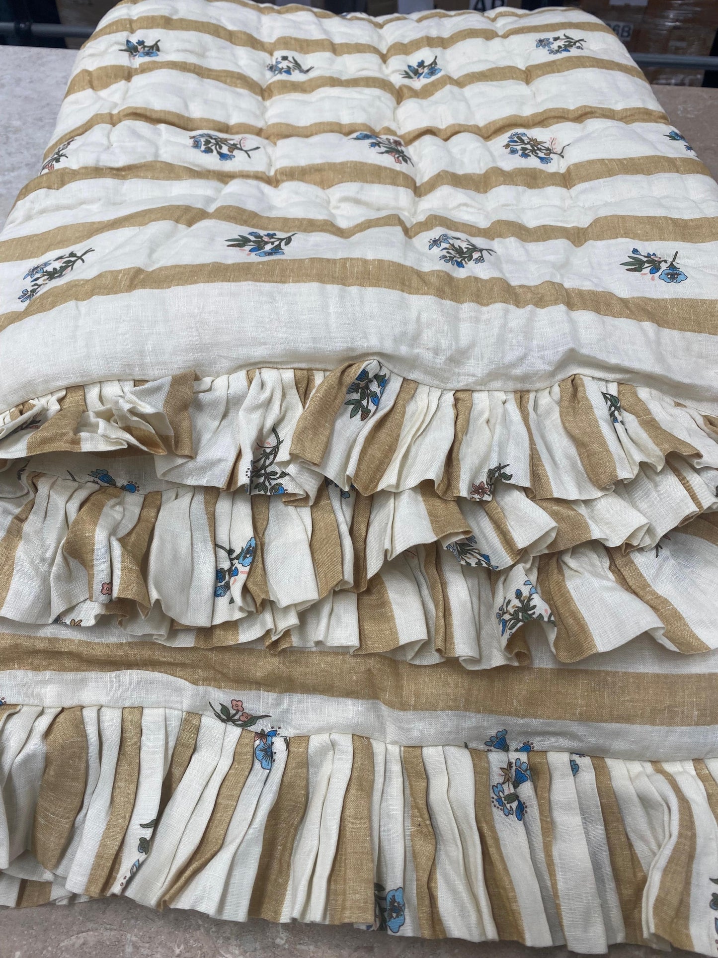 Sample Eiderdown Flax & Field Flower Posy Stripe Ochre