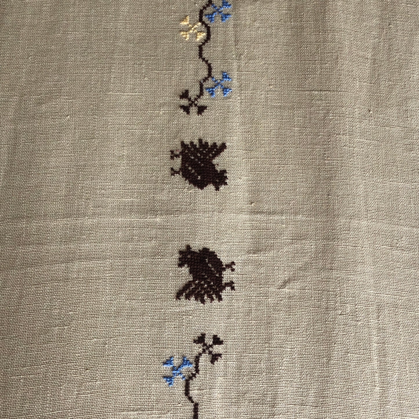 Pale Gold Table Runner with Palestinian Hand Embroidery