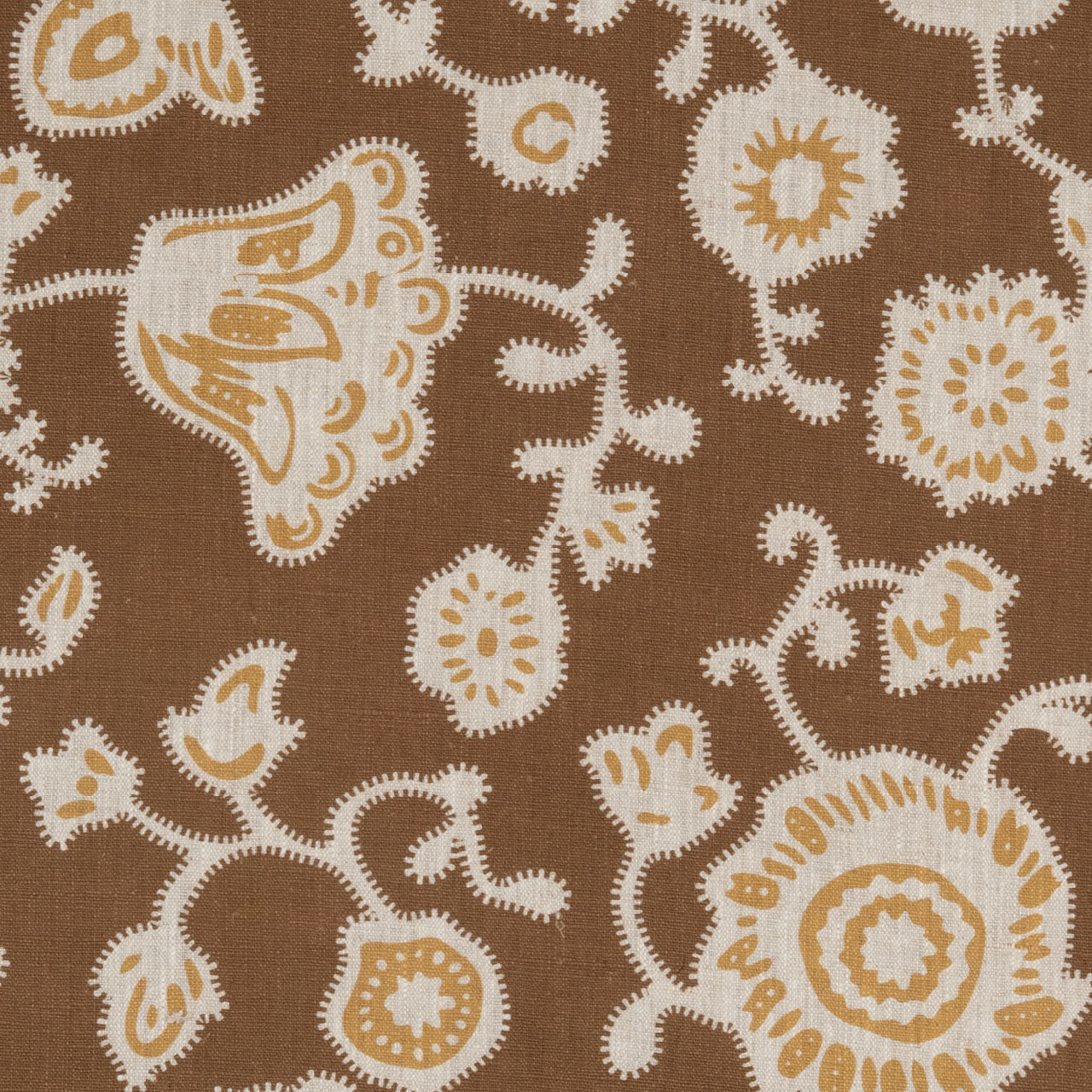 Paper-backed Persian Poppy Dual Use Printed Linen Bronze/Natural
