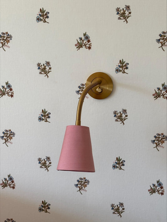 Paper-Backed Flax & Field Posy Printed Voile Linen Wallcovering Multi/Ivory White
