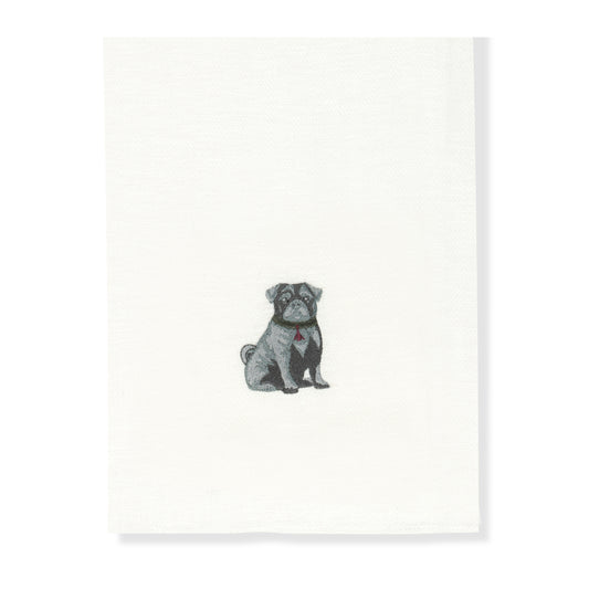 Kitchen Towel with Pug Embroidery