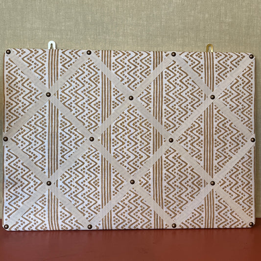 Ribboned Bulletin Board in Volga’s Scherezade Print with Macadamia Trim