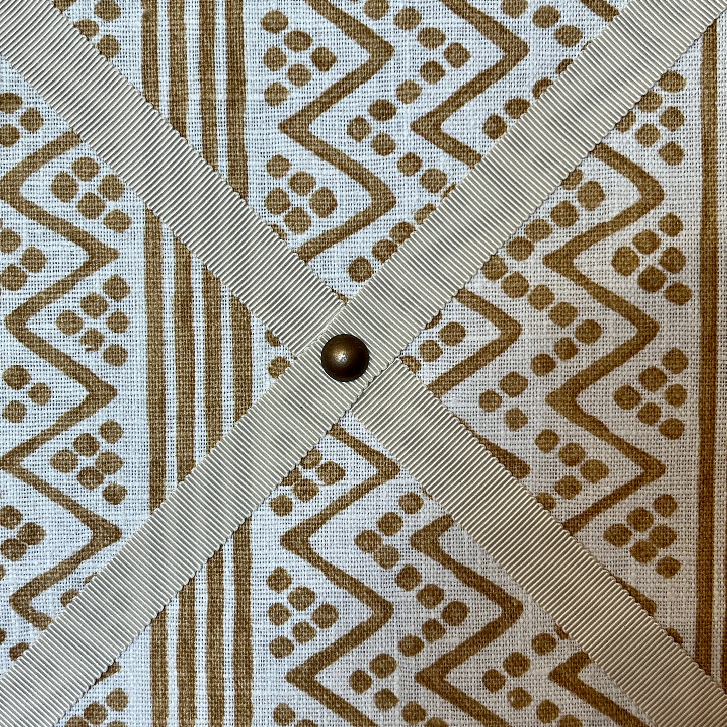 Ribboned Bulletin Board in Volga’s Scherezade Print with Macadamia Trim