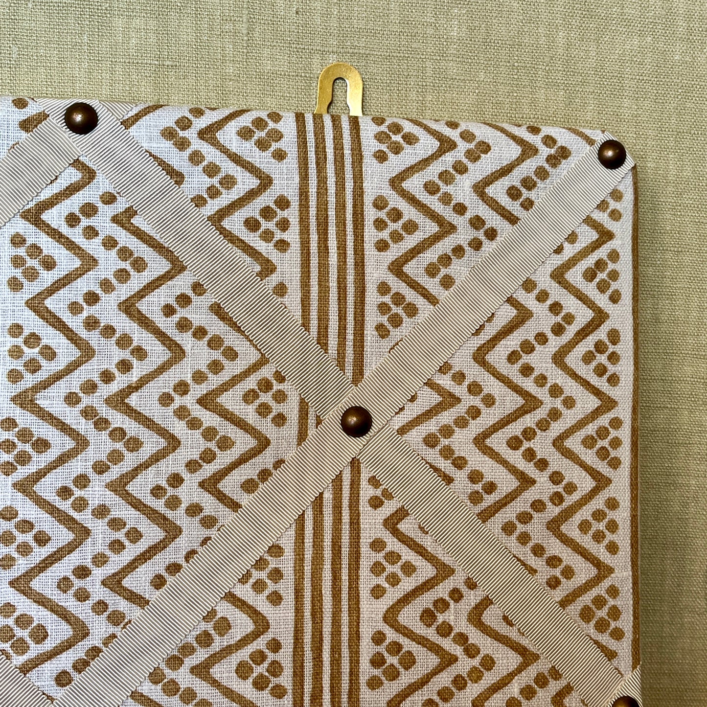 Ribboned Bulletin Board in Volga’s Scherezade Print with Macadamia Trim