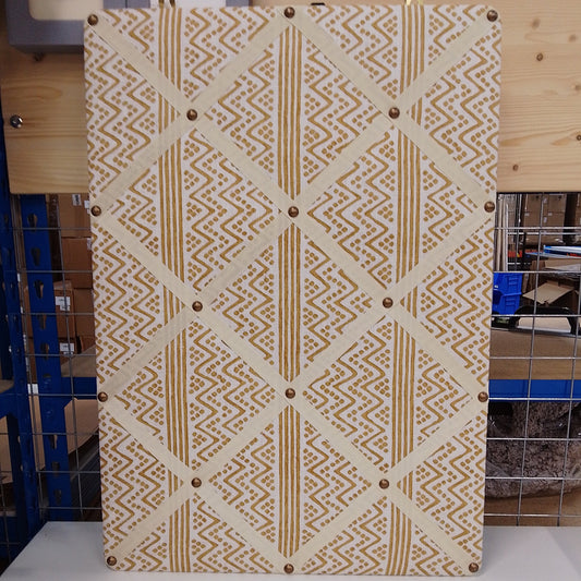 Ribboned Bulletin Board in Volga’s Scherezade Print with Macadamia Trim