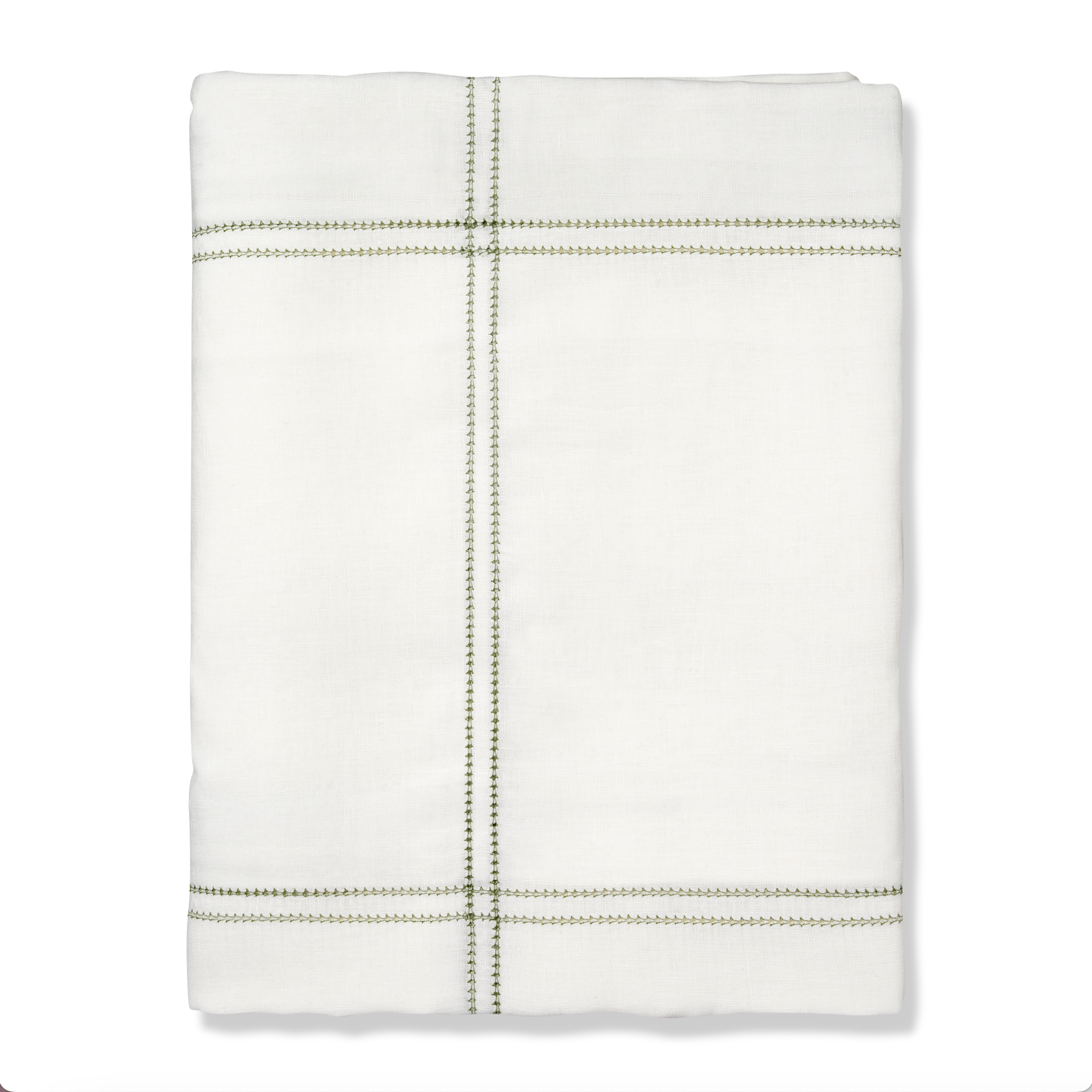 Botanical Green Double Hemstitch Check Tablecloth