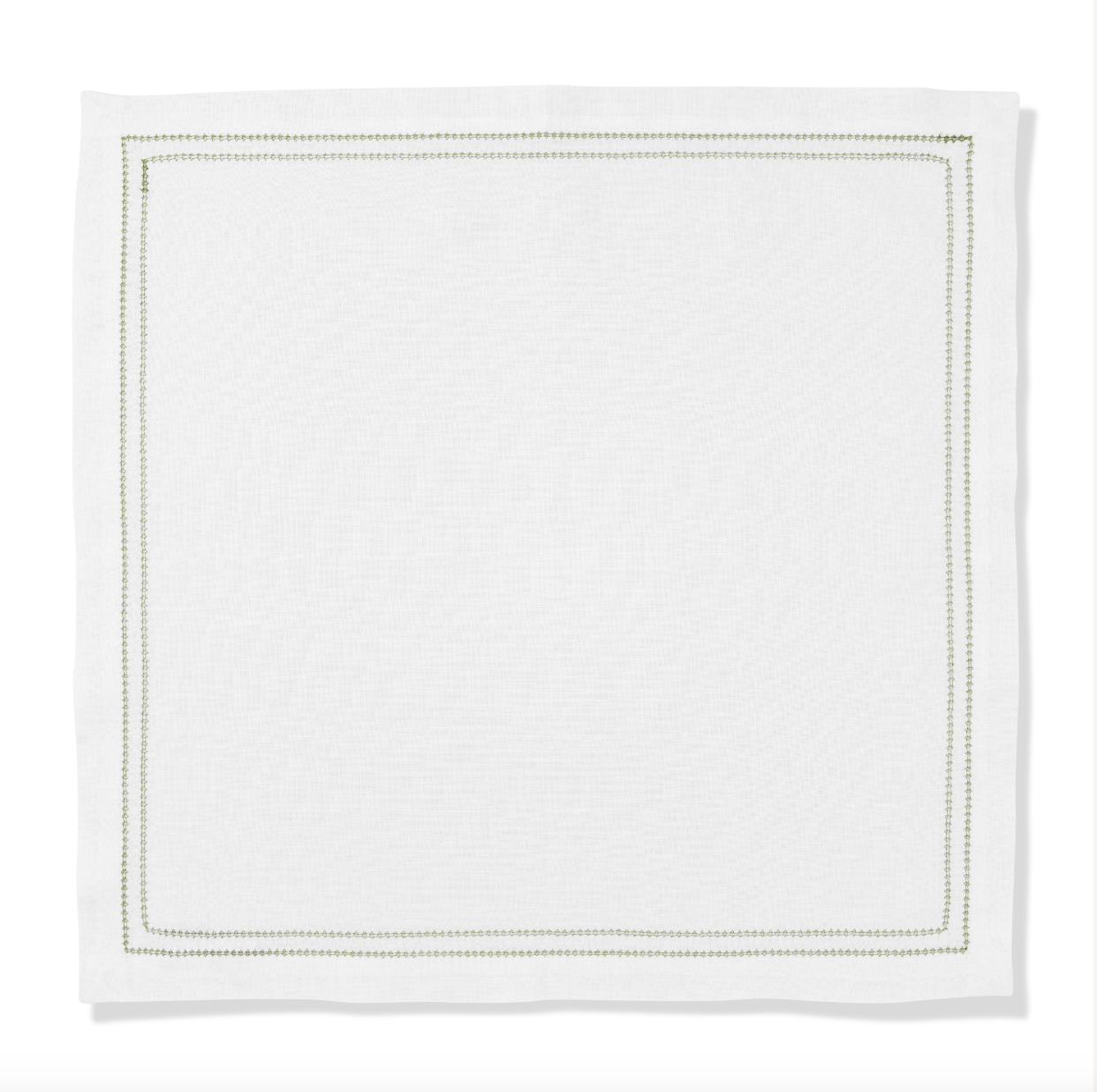 Set of Botanical Green Double Hemstitch Edge Napkins