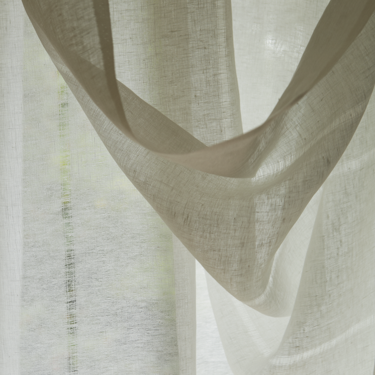 Sheer Linen Drawn Thread White