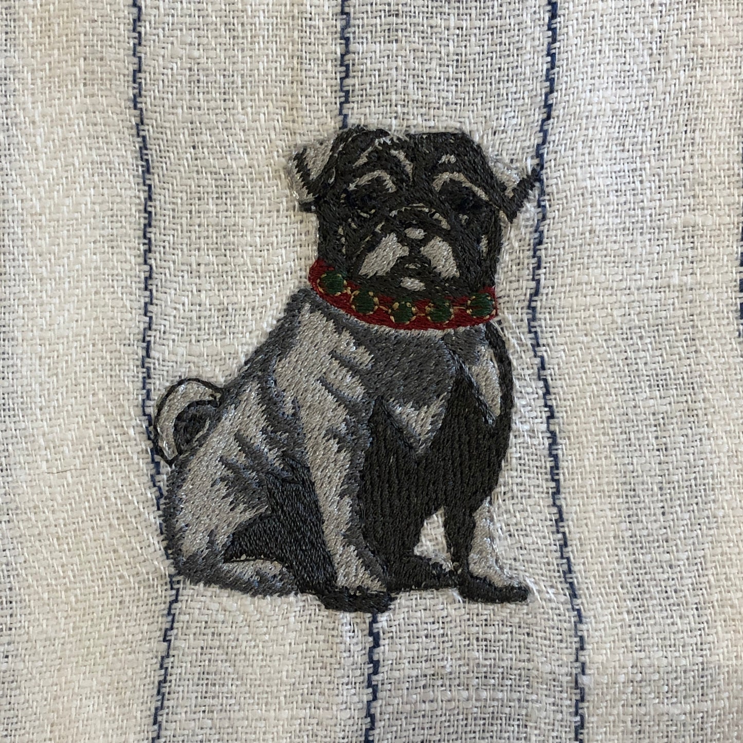 Pug Kitchen Towel with Embroidery Defect