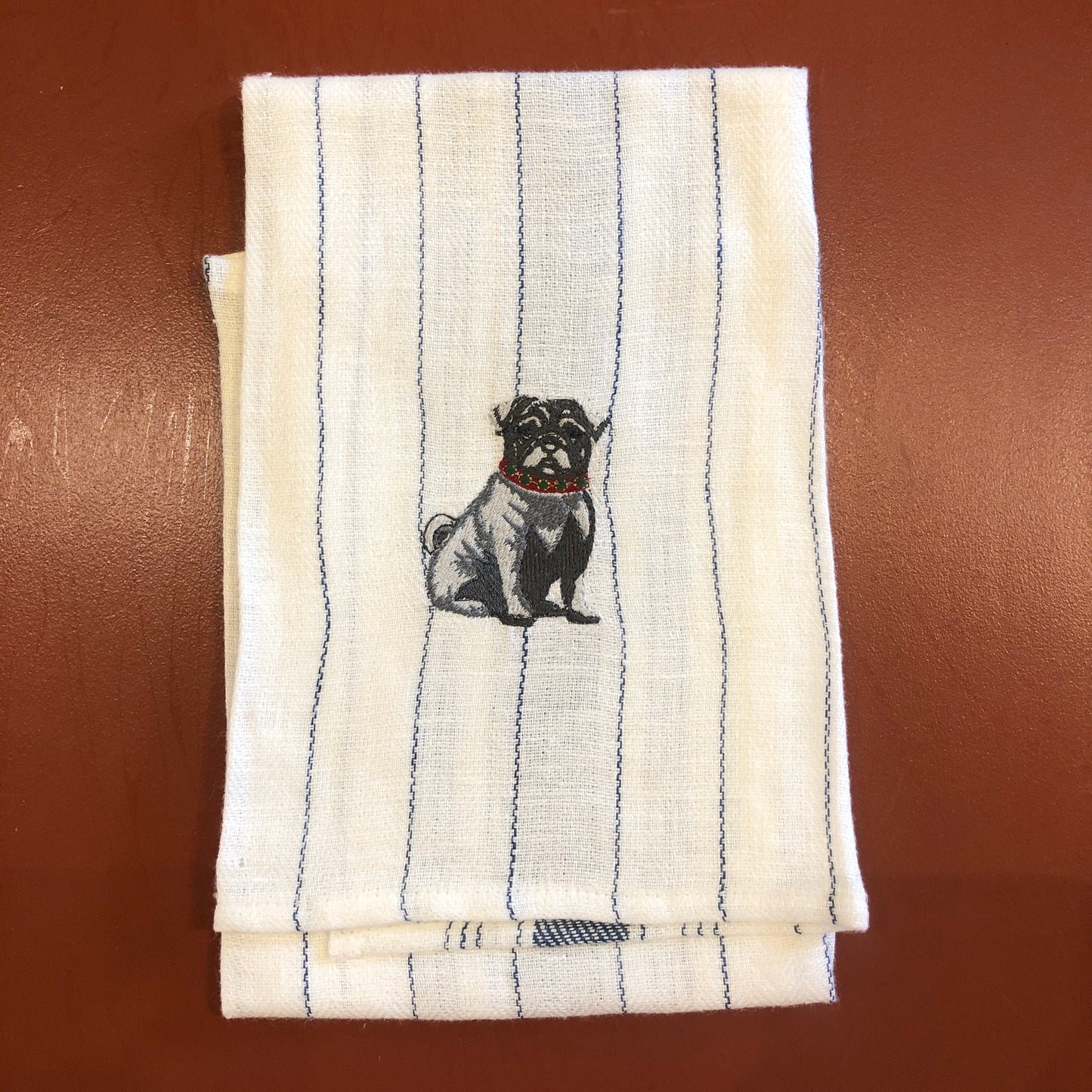 Pug Kitchen Towel with Embroidery Defect