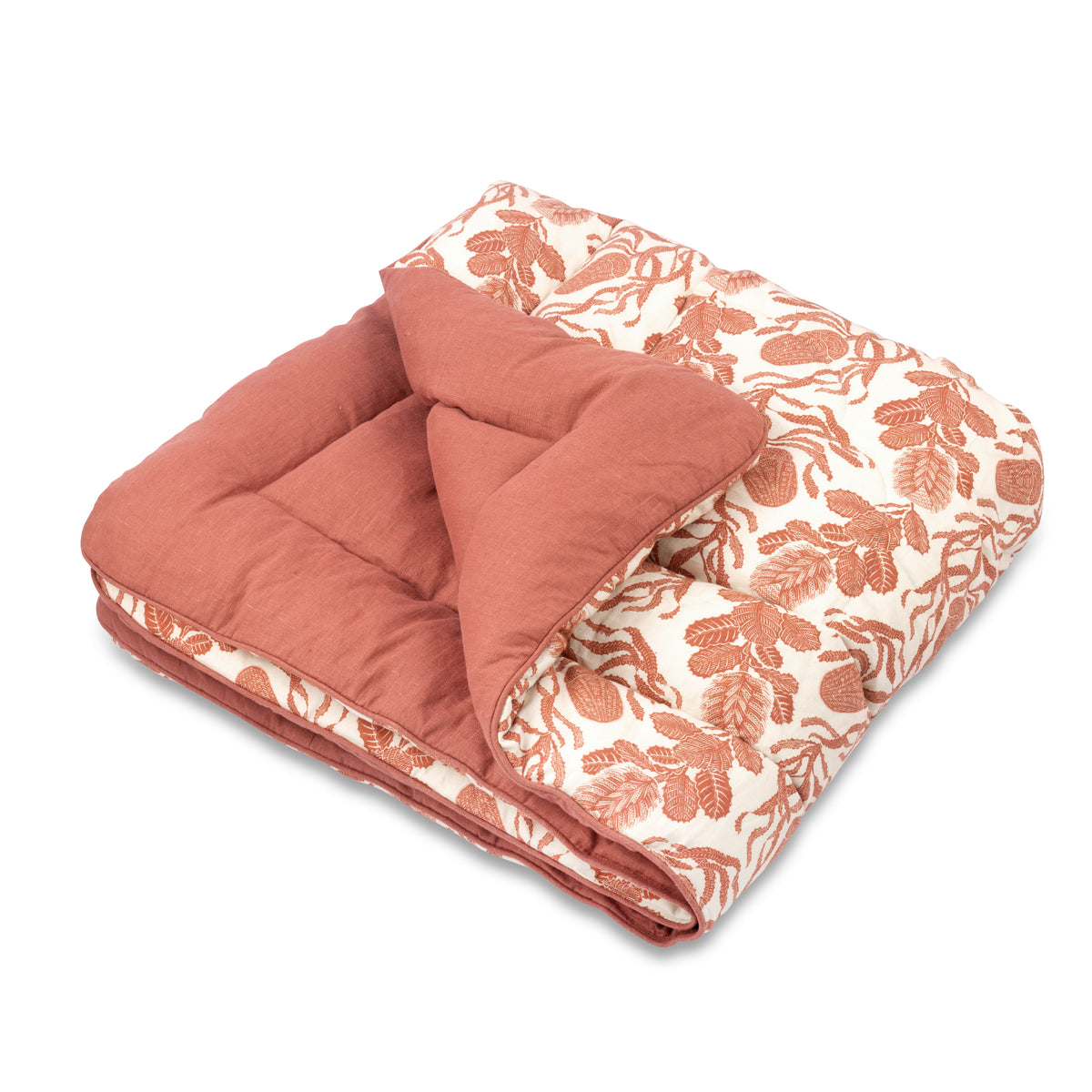 Available Now Cape Botanical Terracotta Eiderdown with Sirin Terracotta Trim and Reverse