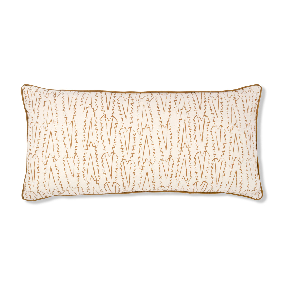 Serrata Print Cushion with Old Gold Trim