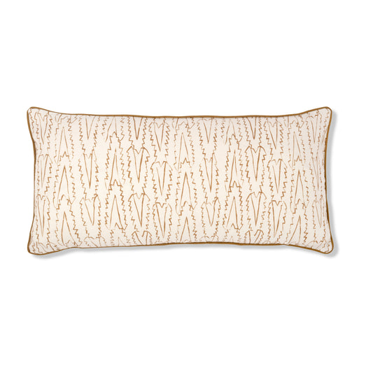 Serrata Print Cushion with Old Gold Trim