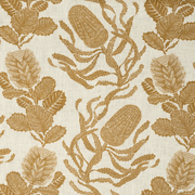 Paper-Backed Cape Botanical Printed Linen Wallcovering Old Gold/Oyster