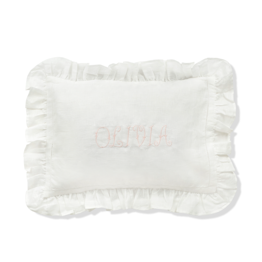 Monogrammed Name Boudoir Pillow with Frill Edge
