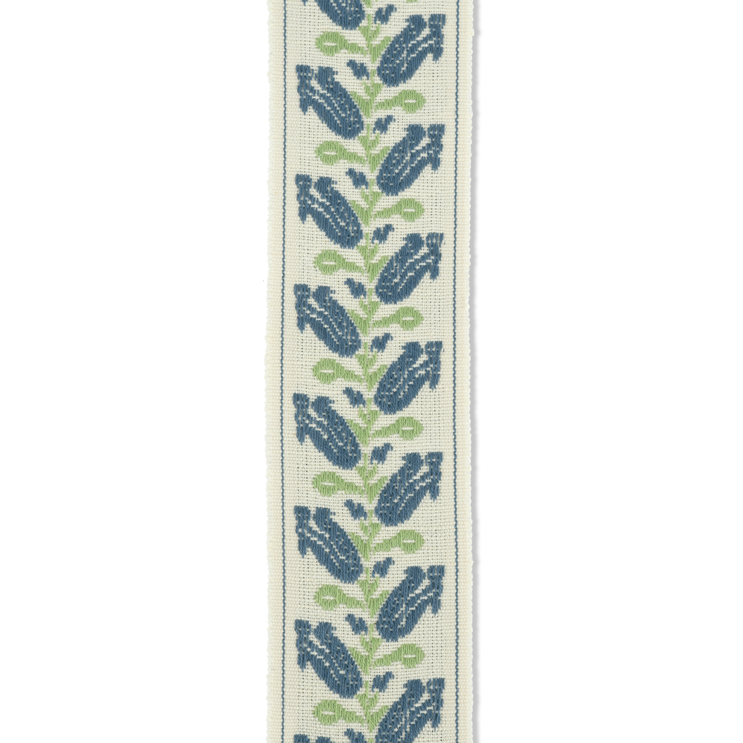 Sample - Folkloric Floral Braid in Delft Blue