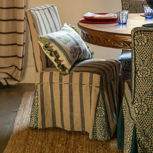 Bold Stripe Linen Prussian Blue/Natural