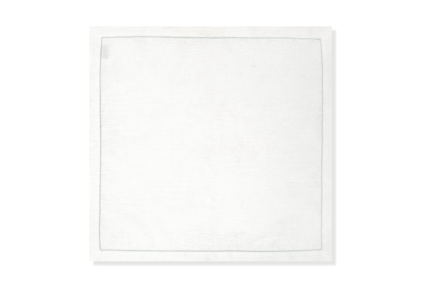 Set of 6 Ivory White Napkins with Sky Blue Hemstitch