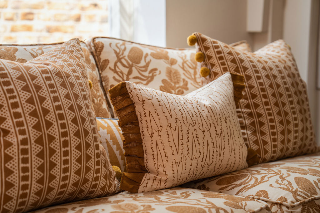 Serrata Dual Use Printed Linen Oyster/Old Gold