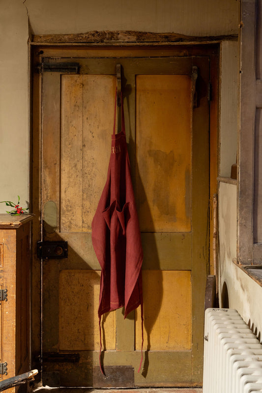 Marsala Apron with Contrast Hemstitch