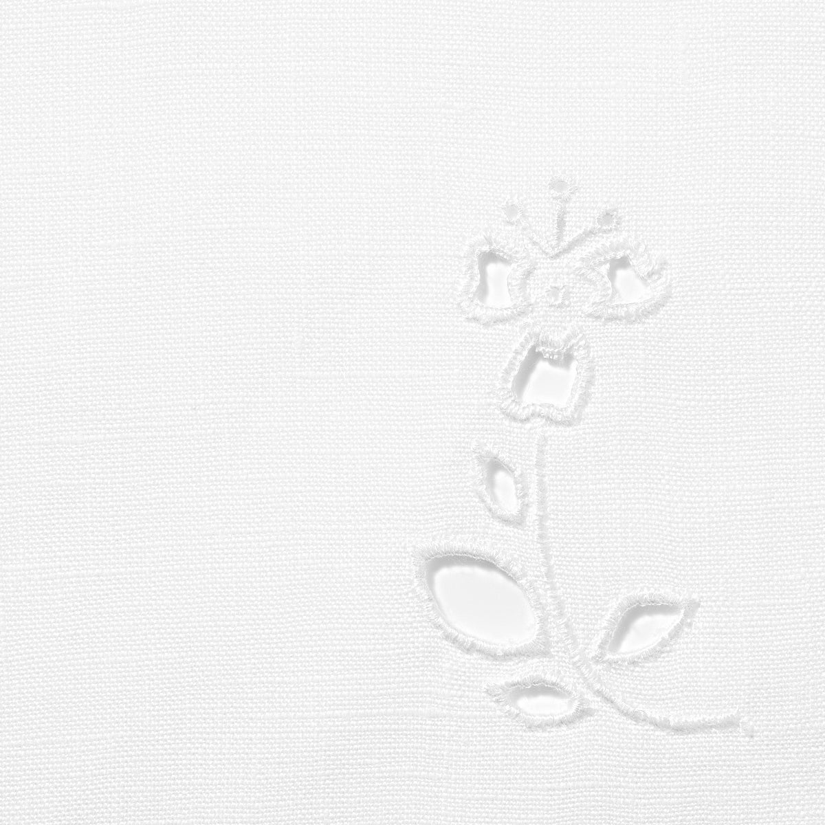Set of Field Flax Flower Cocktail Napkins in Pure White with Broderie Anglaise