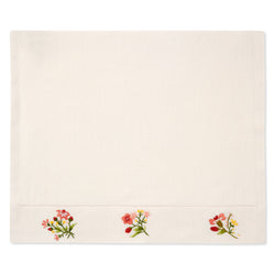Field Flower Hand Towel in Natural White with Scarlet Broderie