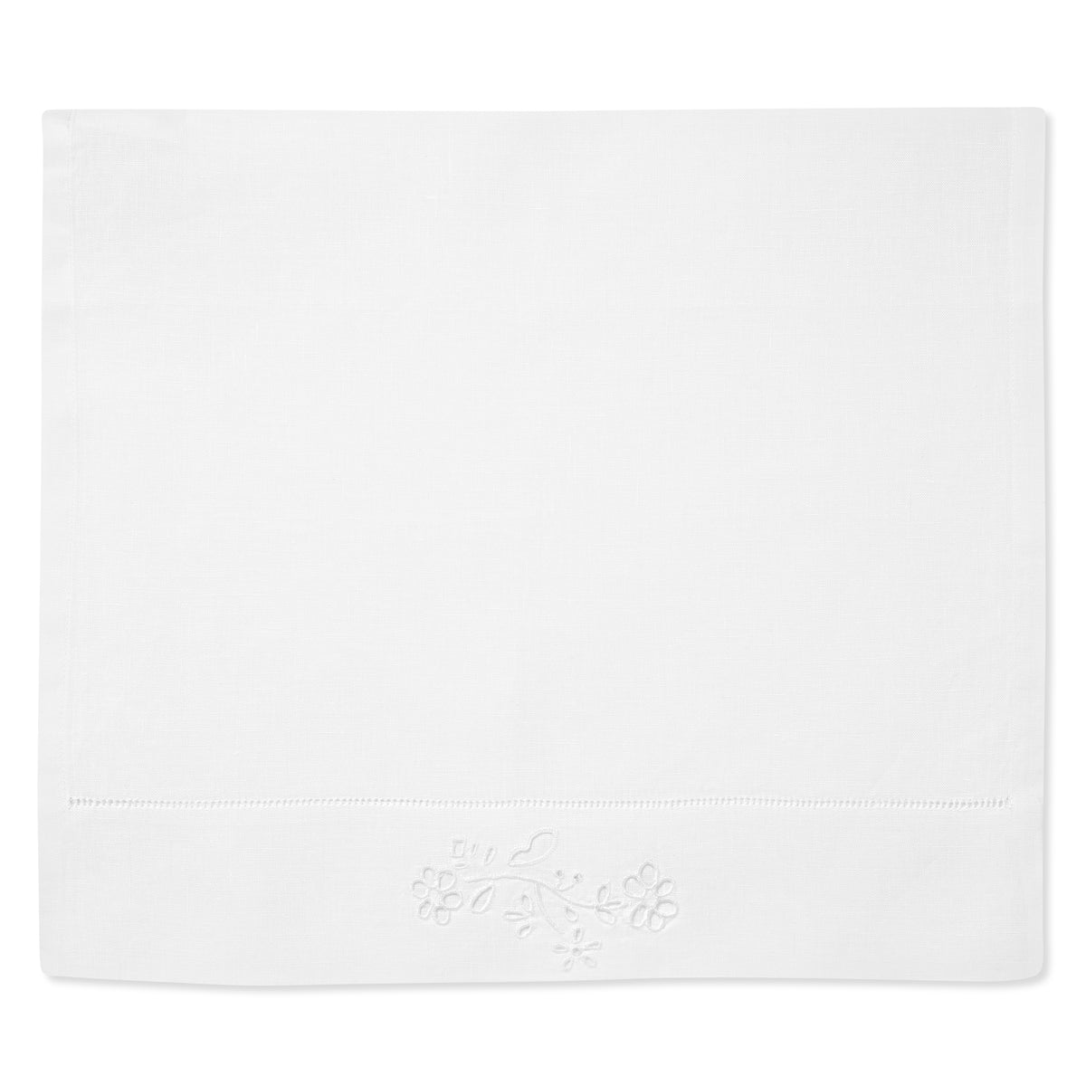 Field Flower Hand Towel in Pure White with Broderie Anglaise