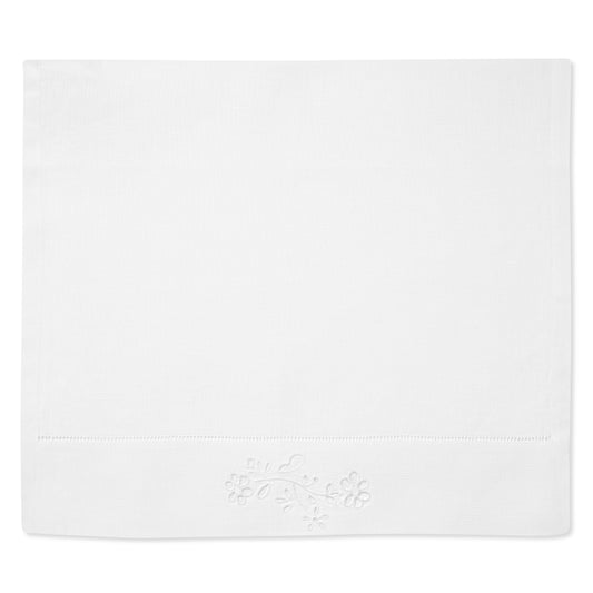 Field Flower Hand Towel in Pure White with Broderie Anglaise