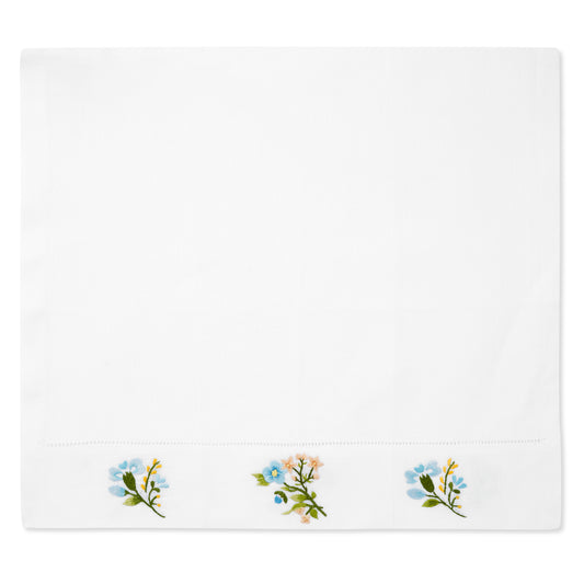 Field Flower Hand Towel in Pure White with Pastel Broderie