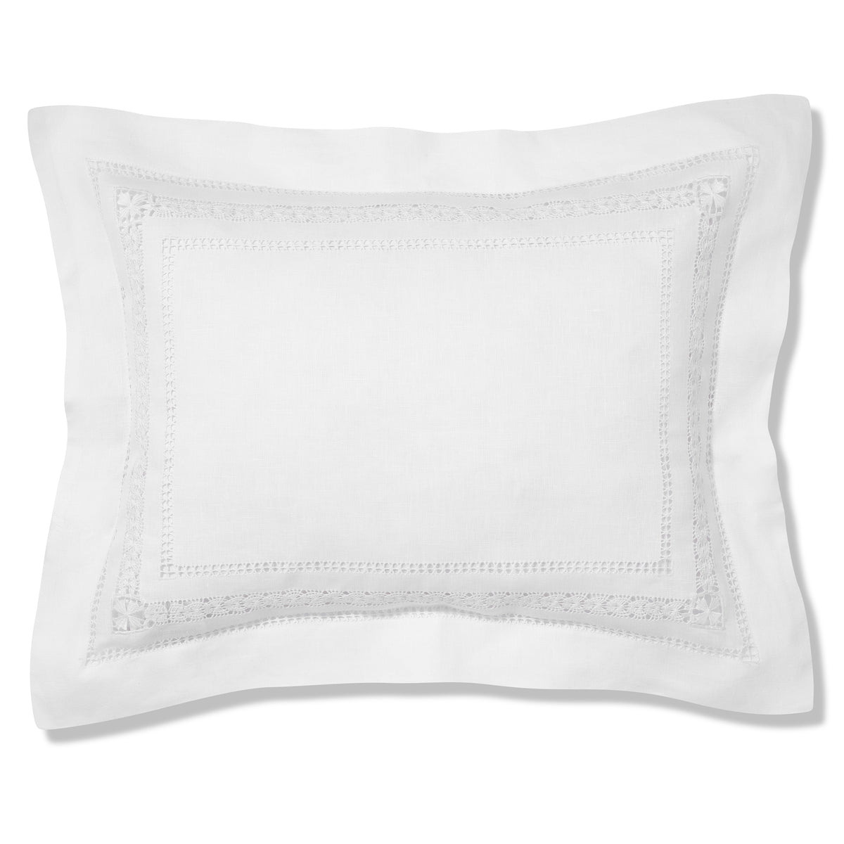 Eugenie Frame Boudoir Pillowcase in Pure White with Ajoure