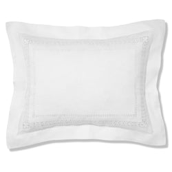 Eugenie Frame Boudoir Pillowcase in Pure White with Ajoure