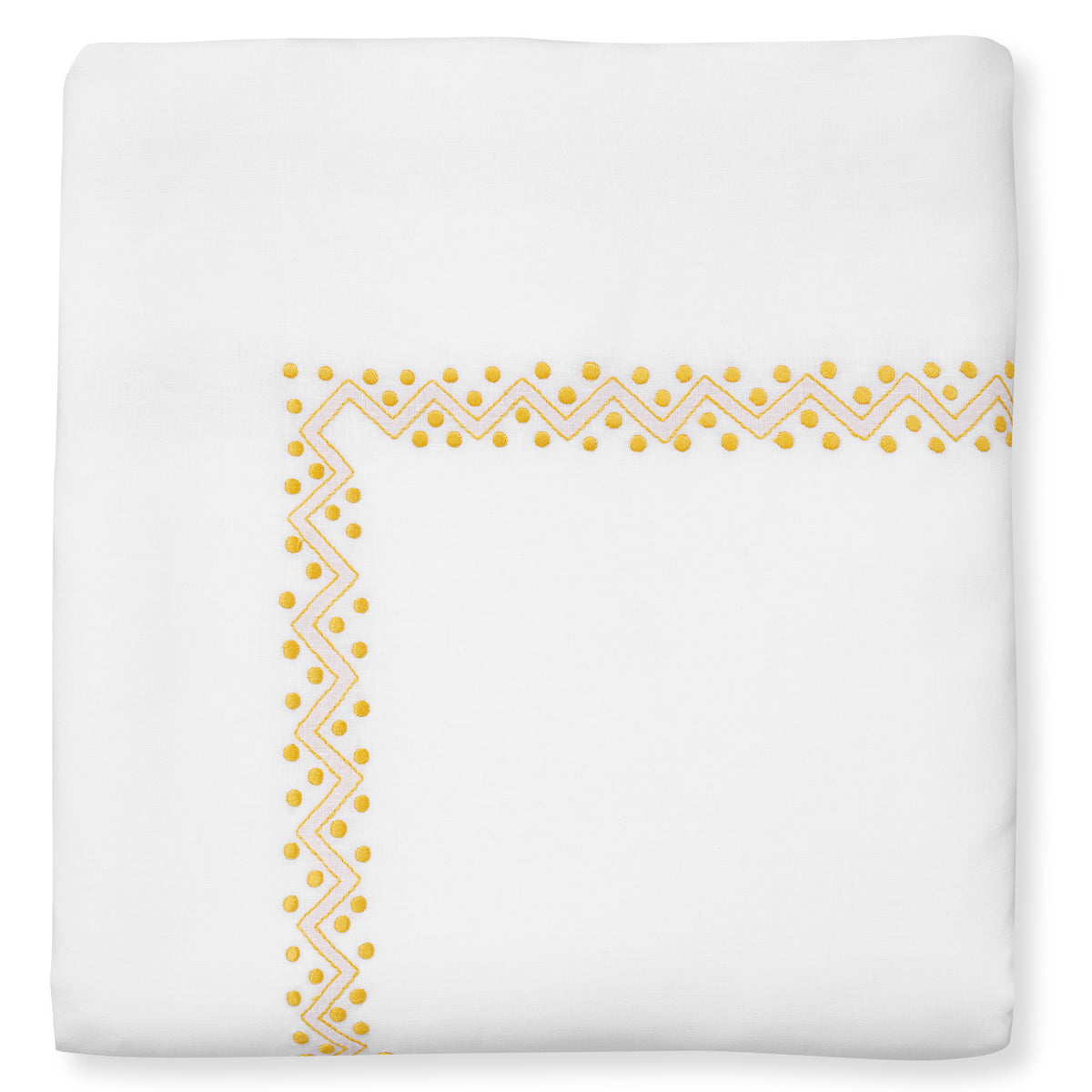 Sheherazade Duvet Cover in Pure White with Ochre Broderie