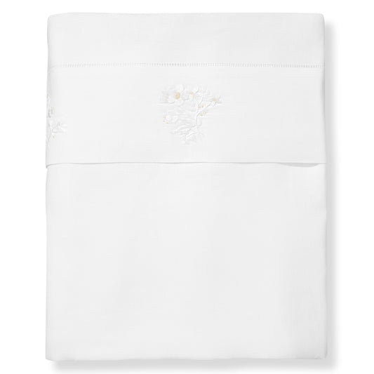Field Flower Top Sheet in Pure White with Blanc Broderie
