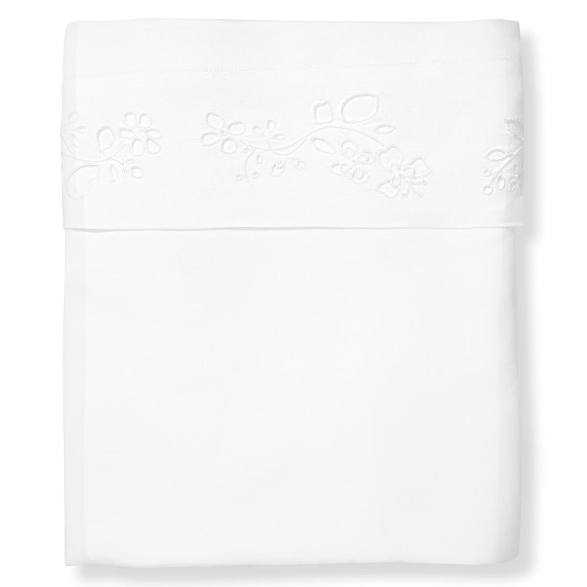 Field Flower Top Sheet in Pure White with Broderie Anglaise