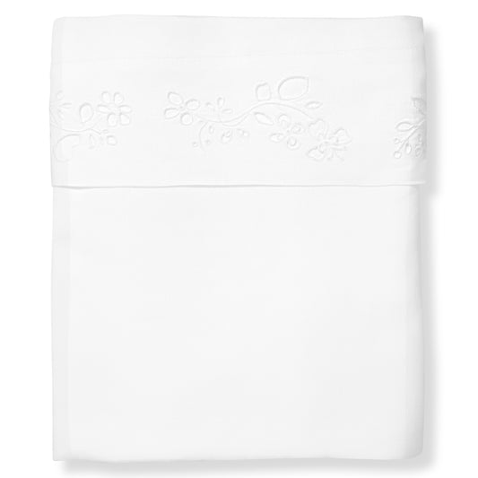 Field Flower Top Sheet in Pure White with Broderie Anglaise