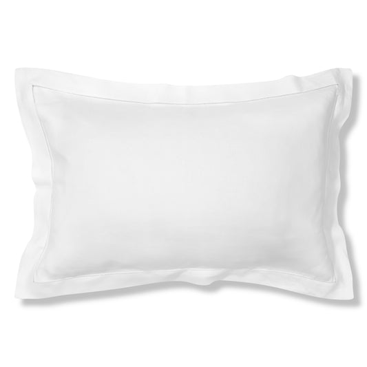 Theodora Oxford Pillowcase in Pure White with Ajoure