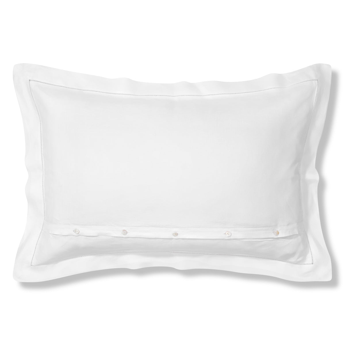Theodora Oxford Pillowcase in Pure White with Ajoure