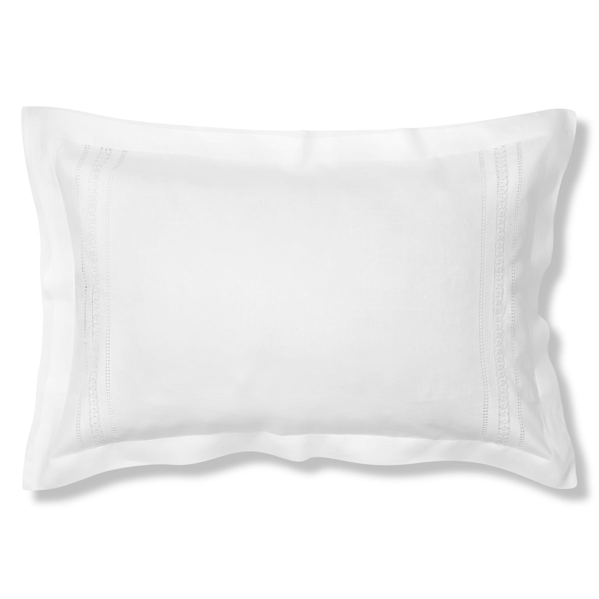 Eugenie Oxford Edge Pillowcase in Pure White with Ajoure