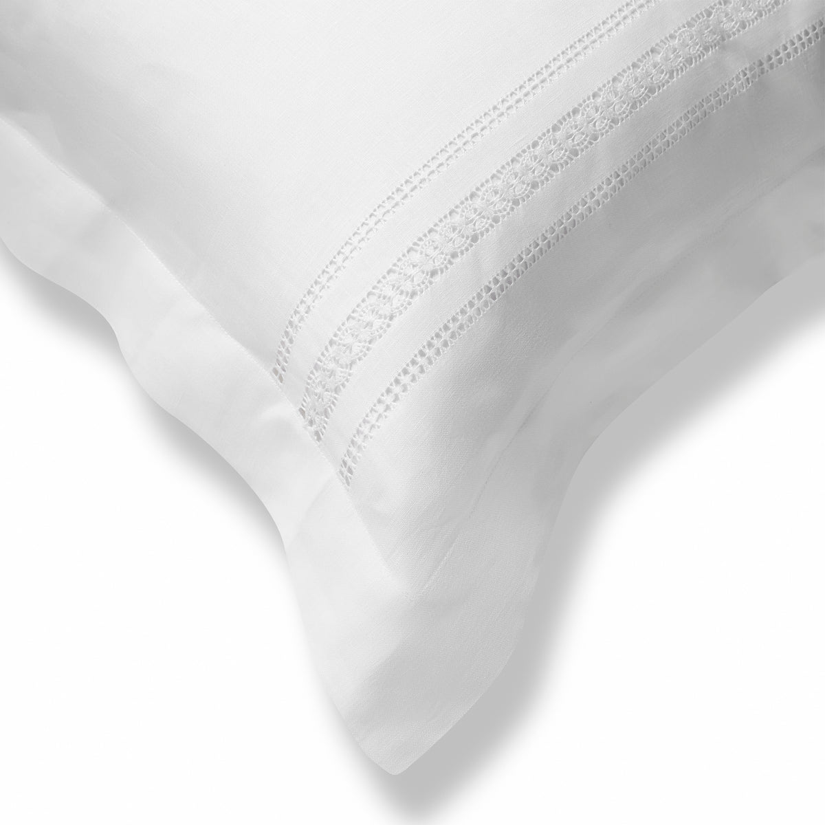 Eugenie Oxford Edge Pillowcase in Pure White with Ajoure